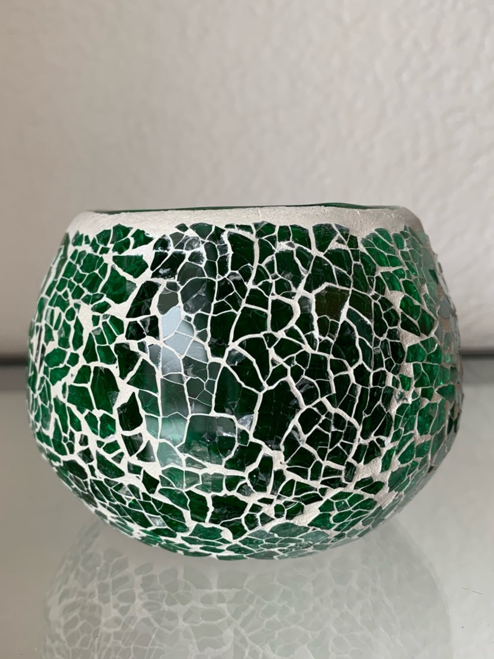 Versatile Decorative Green Mosaic Glass Vase Decorative Bowl Candle Holder